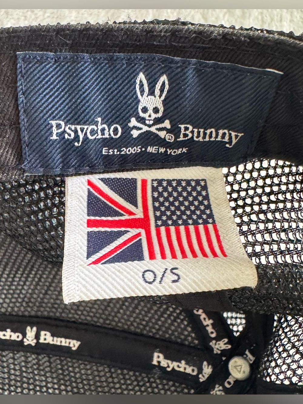 Psycho Bunny Black Back Mesh Trucker Cap Brown Leather Skull Bunny Patch - Picture 7 of 7